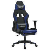 Gaming Chair with Footrest Black and Blue Faux Leather