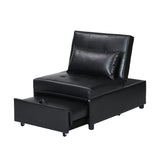 Contemporary Faux Leather Folding Ottoman Sofa Bed  black