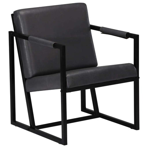 Armchair Gray Real Leather