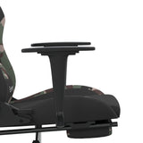 Massage Gaming Chair with Footrest Black and Camouflage Fabric