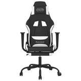 Massage Gaming Chair with Footrest Black and White Fabric