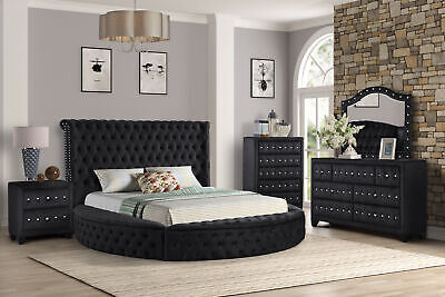 Hazel Queen 5-N Upholstery Bedroom Set Made With Wood In Black Color