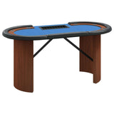 10-Player Poker Table with Chip Tray Blue 63"x31.5"x29.5"