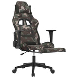 Massage Gaming Chair with Footrest Black and Camouflage Fabric