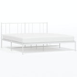 Metal Bed Frame with Headboard White 76"x79.9"