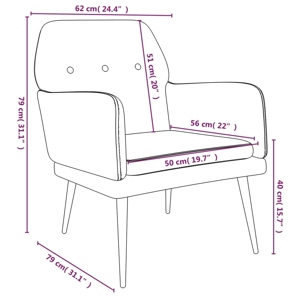 Armchair Dark Gray 24.4"x31.1"x31.1" Velvet