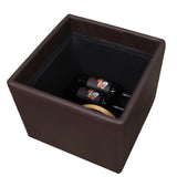 Square Storage Ottoman with Tray Faux Leather Upholstered Footrest Stool