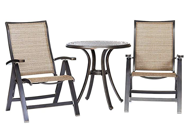 [Dropshipping] 3 Piece Bistro Set, Dining Table Folding Chairs Garden Backyard Outdoor Patio Furniture