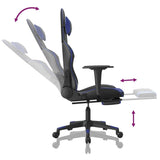 Gaming Chair with Footrest Black and Blue Faux Leather