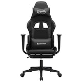 Massage Gaming Chair with Footrest Black Faux Leather