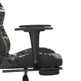 Massage Gaming Chair with Footrest Black&Camouflage Faux Leather