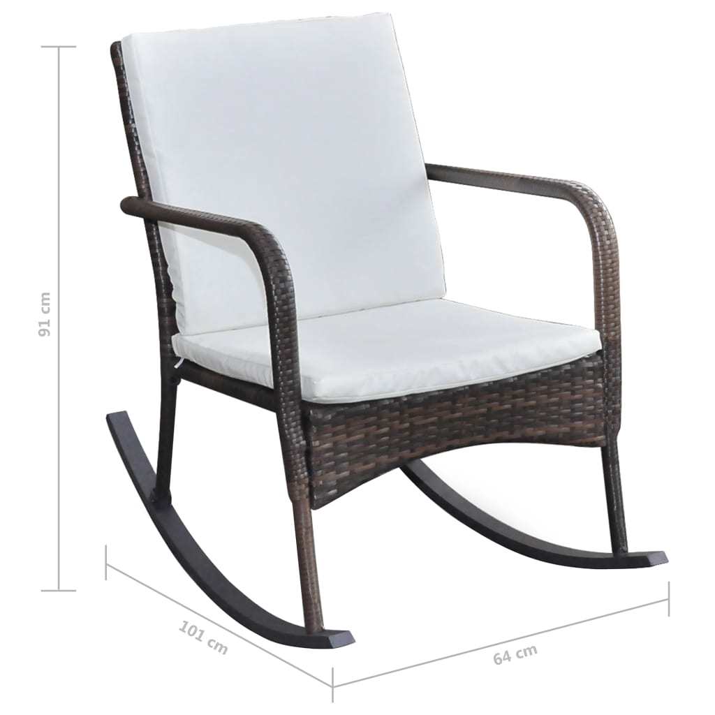 Outdoor Rocking Chair Brown Poly Rattan