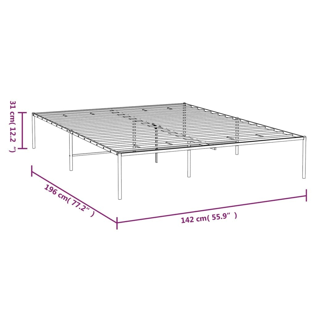 Metal Bed Frame White 53.1"x74.8"