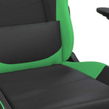 Gaming Chair with Footrest Black and Green Faux Leather