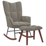 Rocking Chair with Ottoman Light Gray Velvet