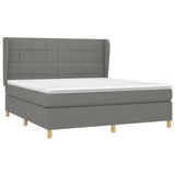 Box Spring Bed with Mattress Dark Gray King Fabric
