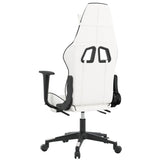 Massage Gaming Chair with Footrest White&Black Faux Leather