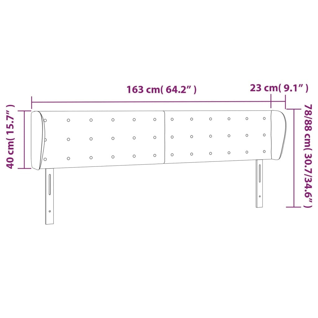 Headboard with Ears Dark Gray 64.2"x9.1"x30.7"/34.6" Fabric