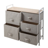 3-Tier Storage Dresser with 5 Non-woven Fabric Drawers for Living Room, Bedroom