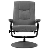 Swivel Recliner with Ottoman Light Gray Fabric