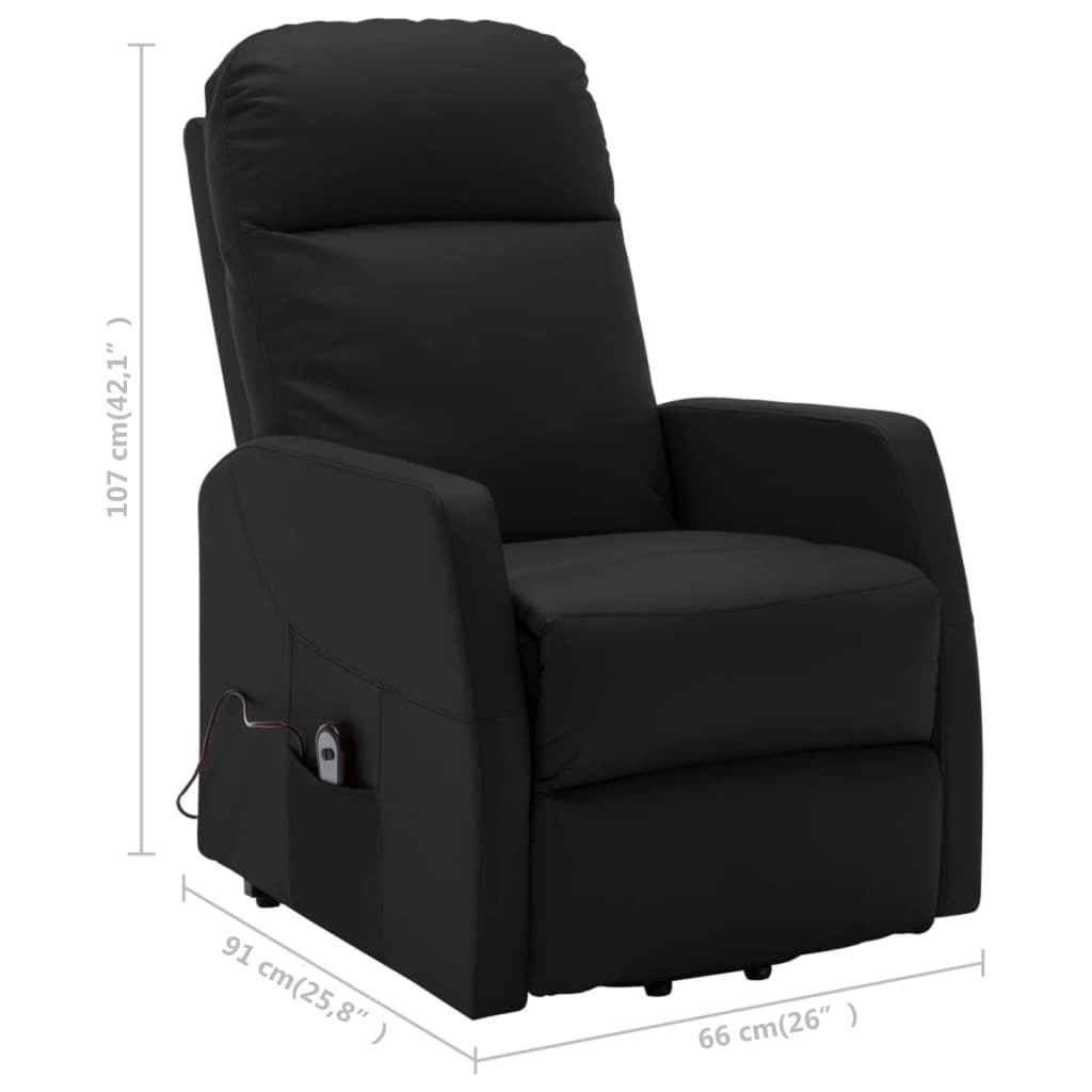 Power Lift Massage Recliner Black Faux Leather