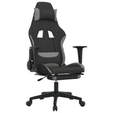 Gaming Chair with Footrest Black and Light Gray Fabric