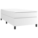 Box Spring Bed with Mattress White 39.4"x74.8" Twin Faux Leather
