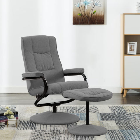 Swivel Recliner with Ottoman Light Gray Fabric