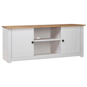 TV Cabinet White 47.2"x15.7"x19.7" Solid Pine Wood Panama Range