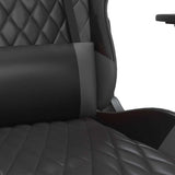 Massage Gaming Chair with Footrest Black&Gray Faux Leather