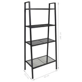 Ladder Bookcase 4 Tiers Metal Black