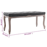 Bench Linen Solid Wood 43.3" x 15" x 18.9" Dark Gray