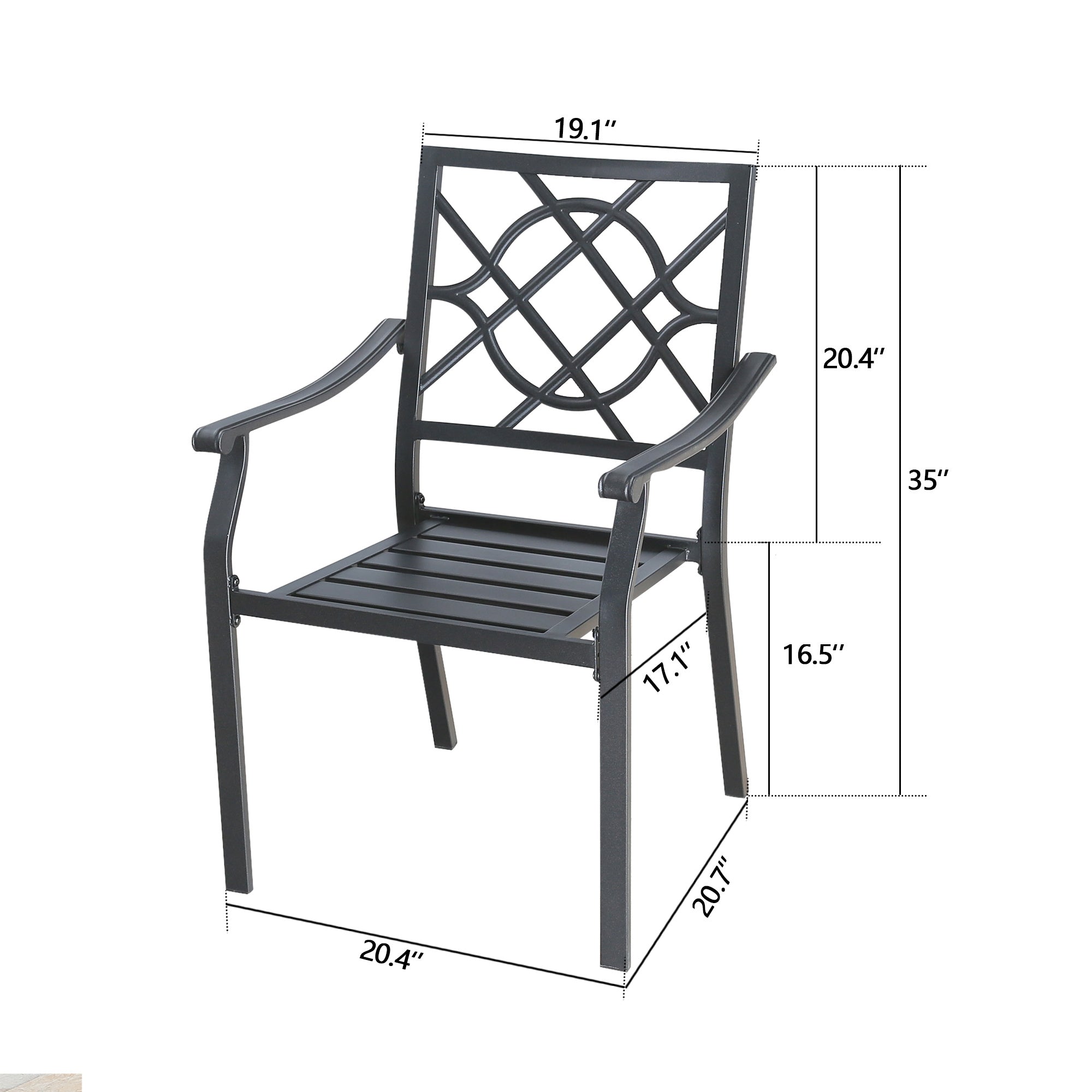 Patio Dining Chairs Set of 4 Outdoor Furniture Chair Set with Steel Frame and Armrest