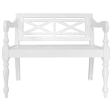 Batavia Bench 38.6" Solid Mahogany Wood White