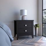 Nightstand More, Two Shelves, Four Legs, Black Wengue Finish