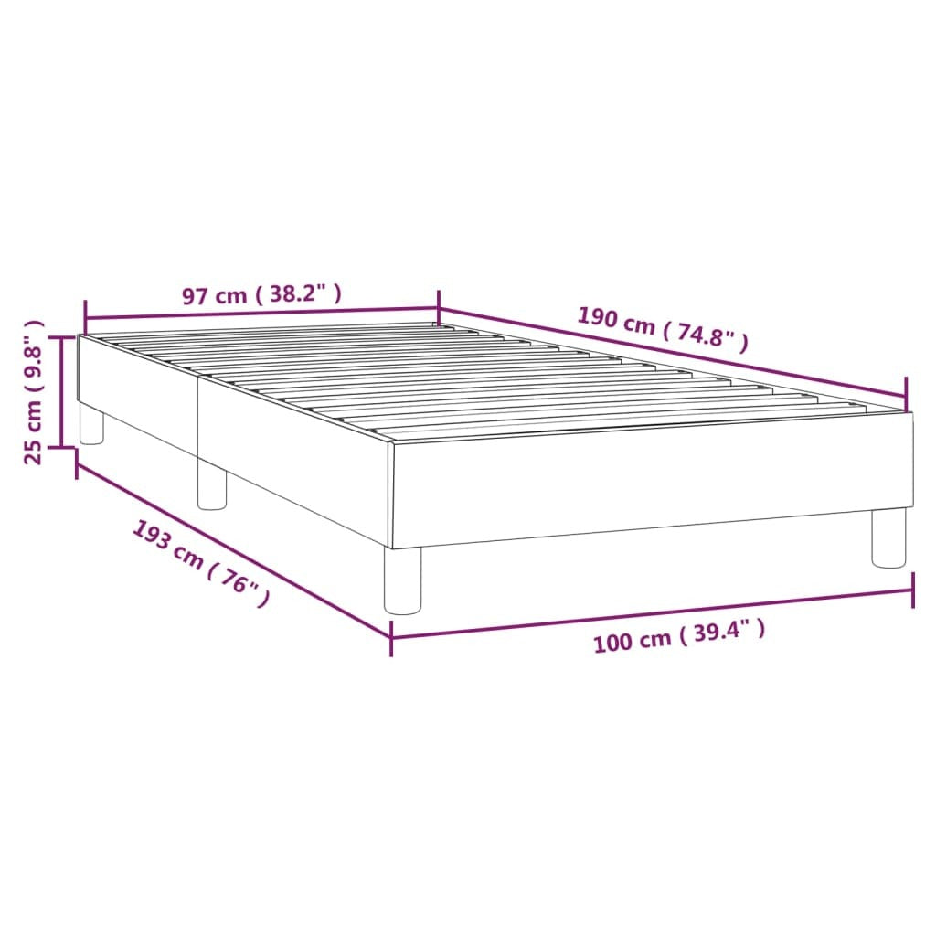 Box Spring Bed Frame Dark Gray 39.4"x74.8" Twin Fabric