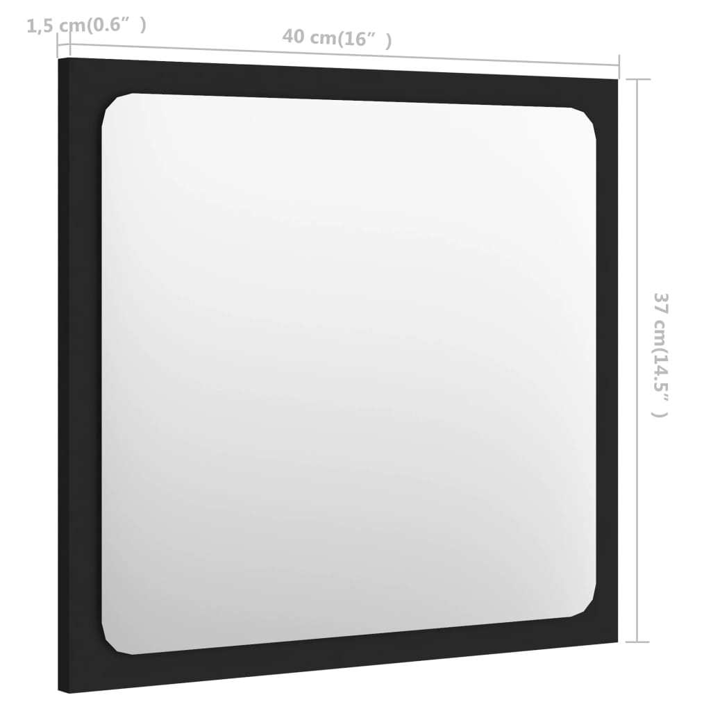 Bathroom Mirror Black 15.7"x0.6"x14.6" Engineered Wood