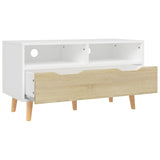 TV Cabinet White and Sonoma Oak 35.4"x15.7"x19.1" Engineered Wood