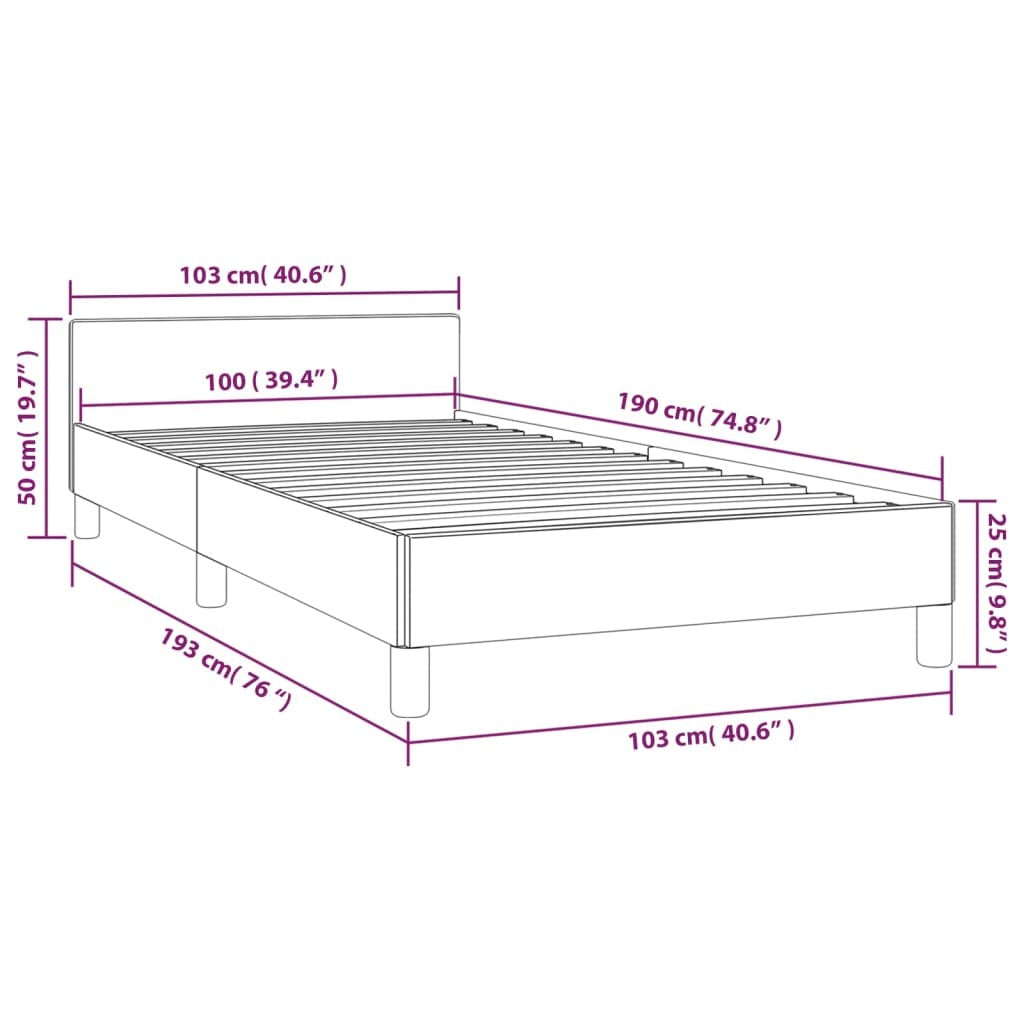 Bed Frame with Headboard Dark Gray 39.4"x74.8" Twin Velvet