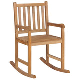 Rocking Chair with Red Cushion Solid Teak Wood