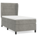 Box Spring Bed with Mattress Light Gray Twin Velvet
