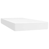 Box Spring Bed with Mattress White Twin Faux Leather