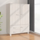 Wardrobe White 39"x17.7"x53.9" Solid Wood Pine