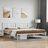 Metal Bed Frame with Headboard White 76"x79.9"