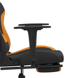 Massage Gaming Chair with Footrest Black and Orange Fabric