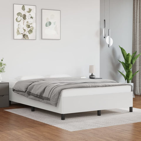 Bed Frame White 53.9"x74.8" Full Faux Leather