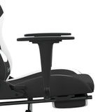 Massage Gaming Chair with Footrest Black and White Fabric