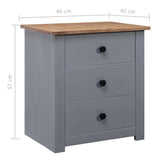 Bedside Cabinet Gray 18.1"x15.7"x22.4" Pinewood Panama Range