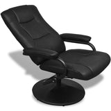 Swivel Recliner with Ottoman Black Faux Leather