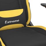 Massage Gaming Chair with Footrest Black and Yellow Fabric